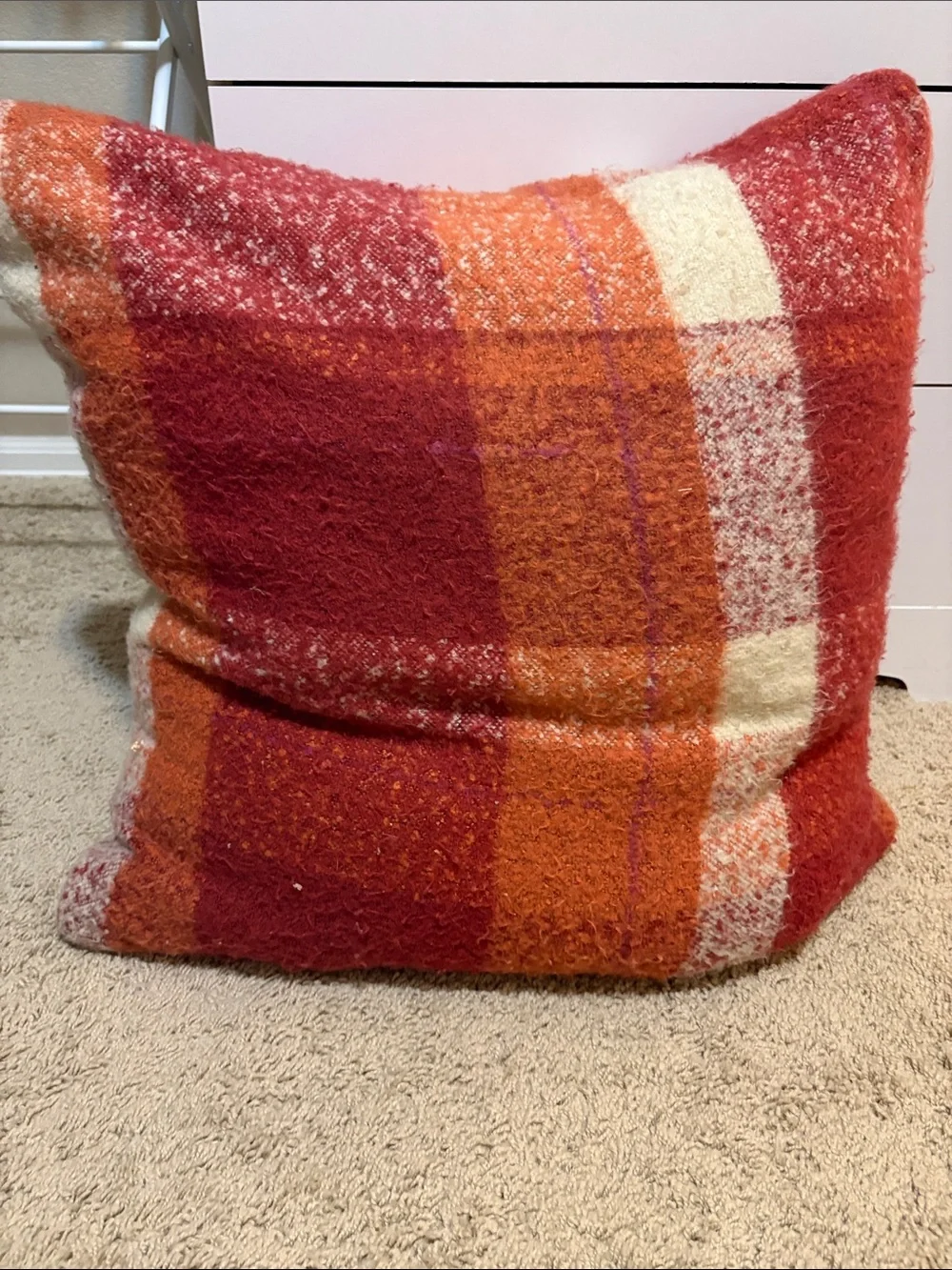 Cozy Plaid Throw Pillow - Red & Orange